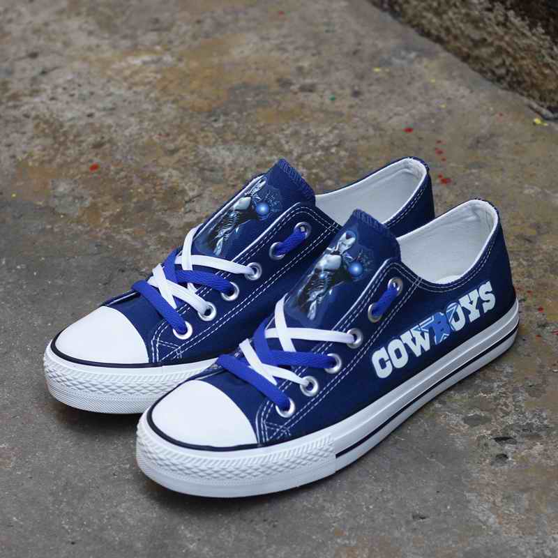 Women Or Youth NFL Dallas Cowboys Repeat Print Low Top Sneakers 009